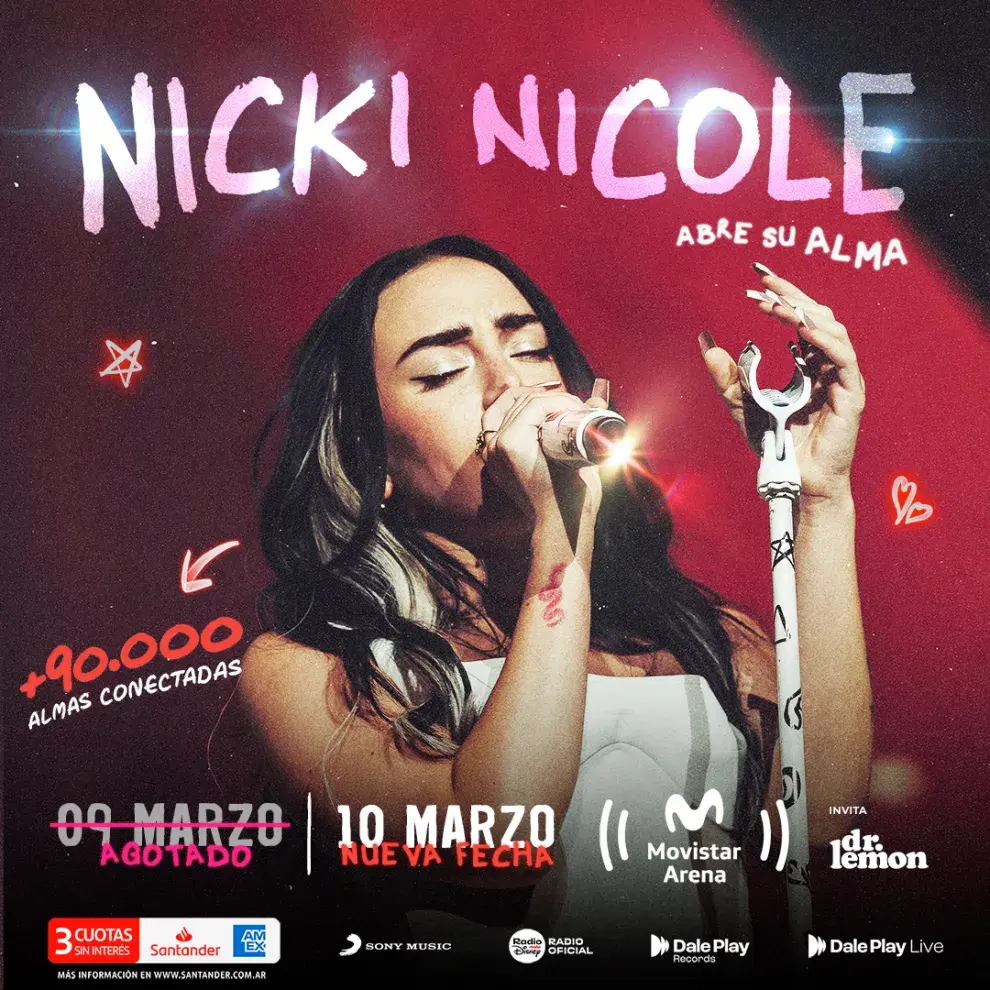 Nicki Nicole anuncia novena fecha en el Movistar Arena.