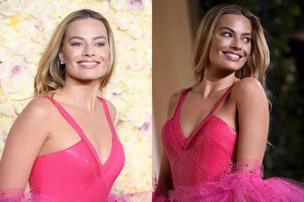  Margot Robbie y un look inspiración Barbiecore para los Golden Globes 2024