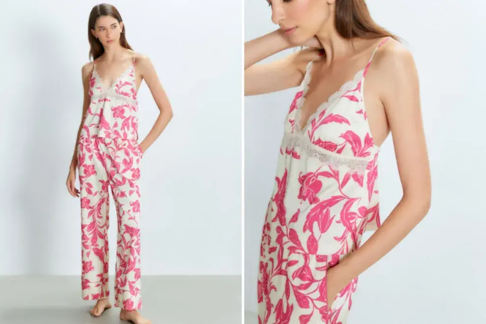 Con este pijama atemporal y elegante podés incluso atender invitados en casa. Sólo es necesario que te subas a los tacos. Caro Cuore