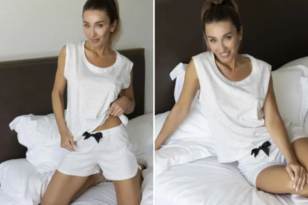 Si preferís algo muy simple, fresco y cómodo, elegí este pijama de algodón gris con un simpático lazo en la cintura. Peter Pan