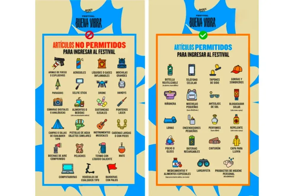 El equipo de producción de Buena Vibra compartió los objetos prohibidos.