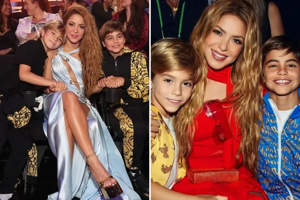 Shakira junto a sus hijos, Sasha y Milán.