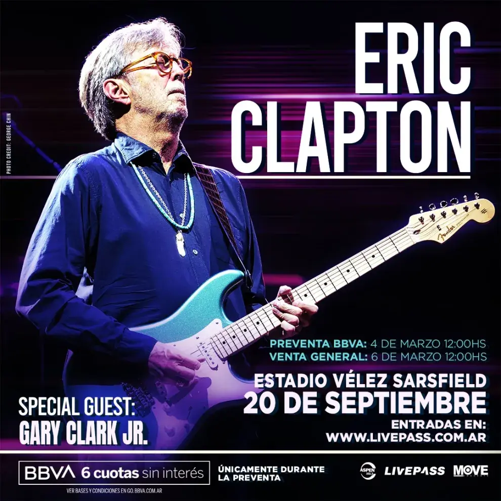 Eric Clapton tocará en Argentina.