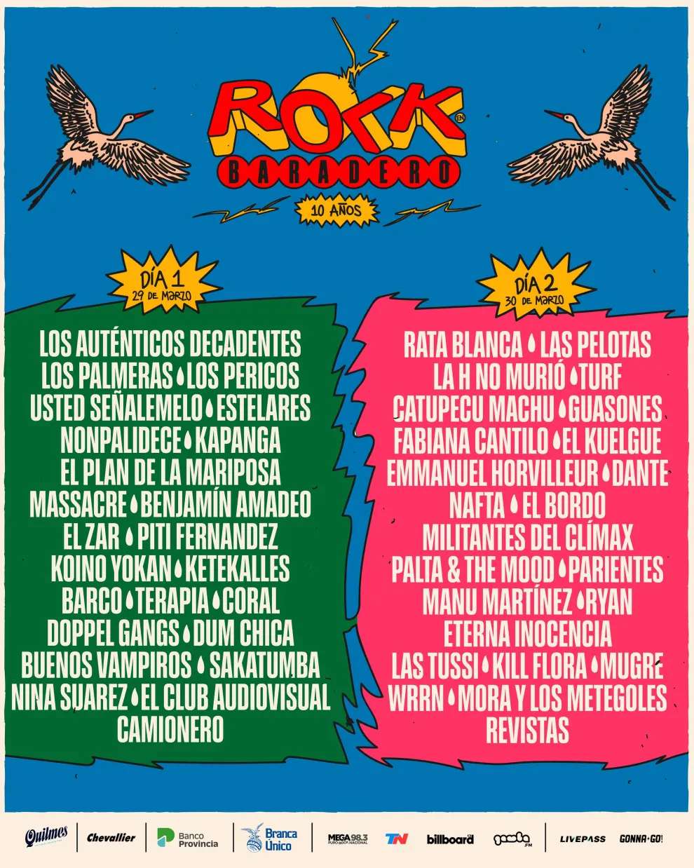 Line Up del Festival Rock en Baradero.