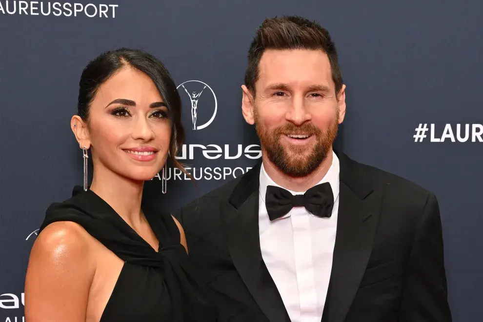 Lionel Messi y Antonela Roccuzzo en los Laureus World Sport Awards.