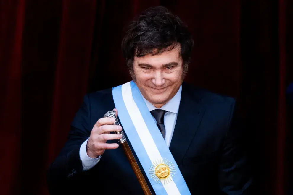 Javier Milei en su asunción como presidente de Argentina.