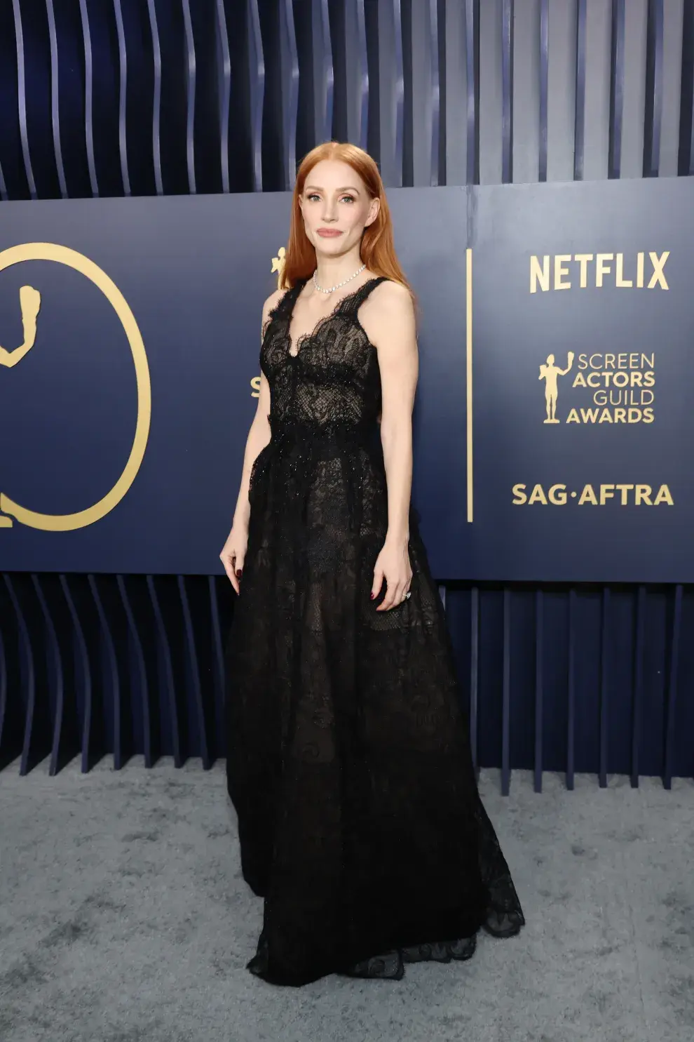 Jessica Chastain en la red carpet de los SAG Awards 2024.