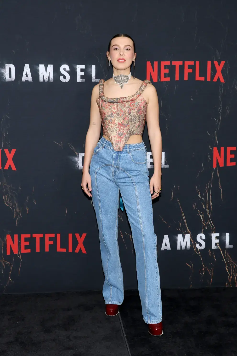 Millie Bobby Brown presentando su película Damsel en Nueva York, el 29 de febrero.