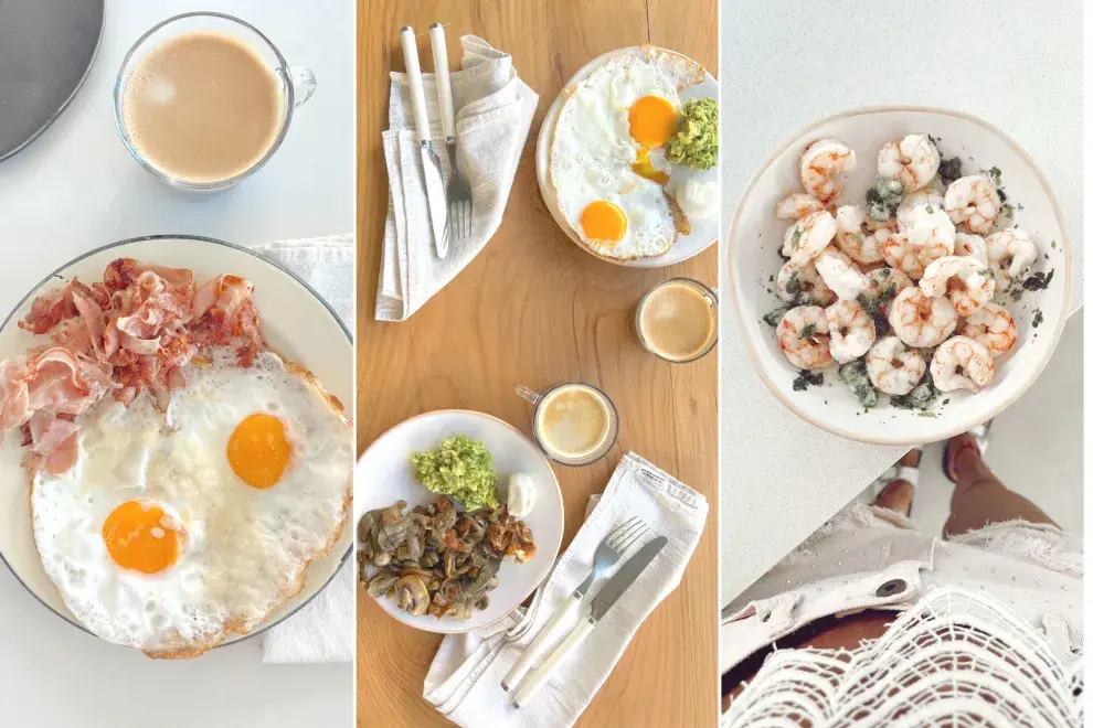 Algunos de los platos de Piqui durante su desafío keto de 5 días