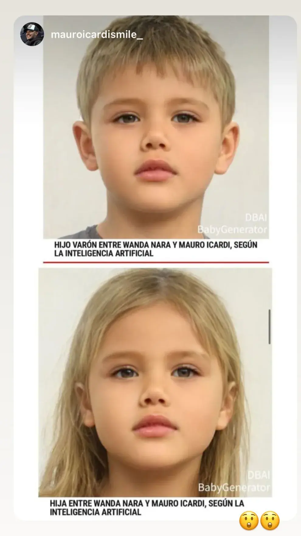 Así se verían los próximos hijos de Wanda Nara y Mauro Icardi, según la IA.