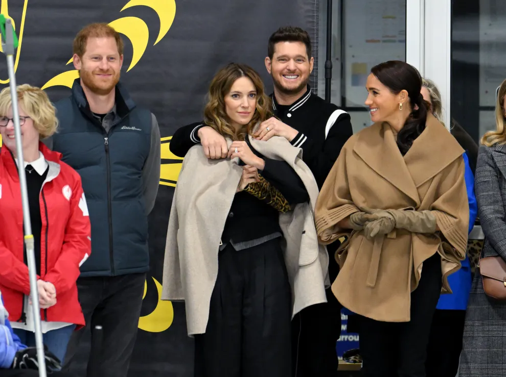 Luisana Lopilato y Michael Bublé con el príncipe Harry y Meghan Markle en Canadá.