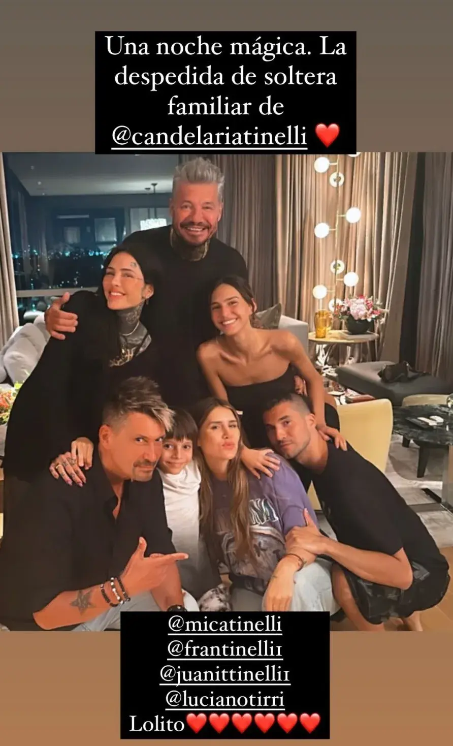 El posteo de Marcelo Tinelli en la despedida de soltera de su hija Candelaria.