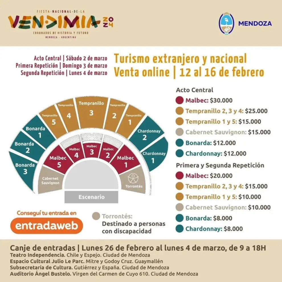 Los precios para los turistas en la Fiesta de la Vendimia 2024.