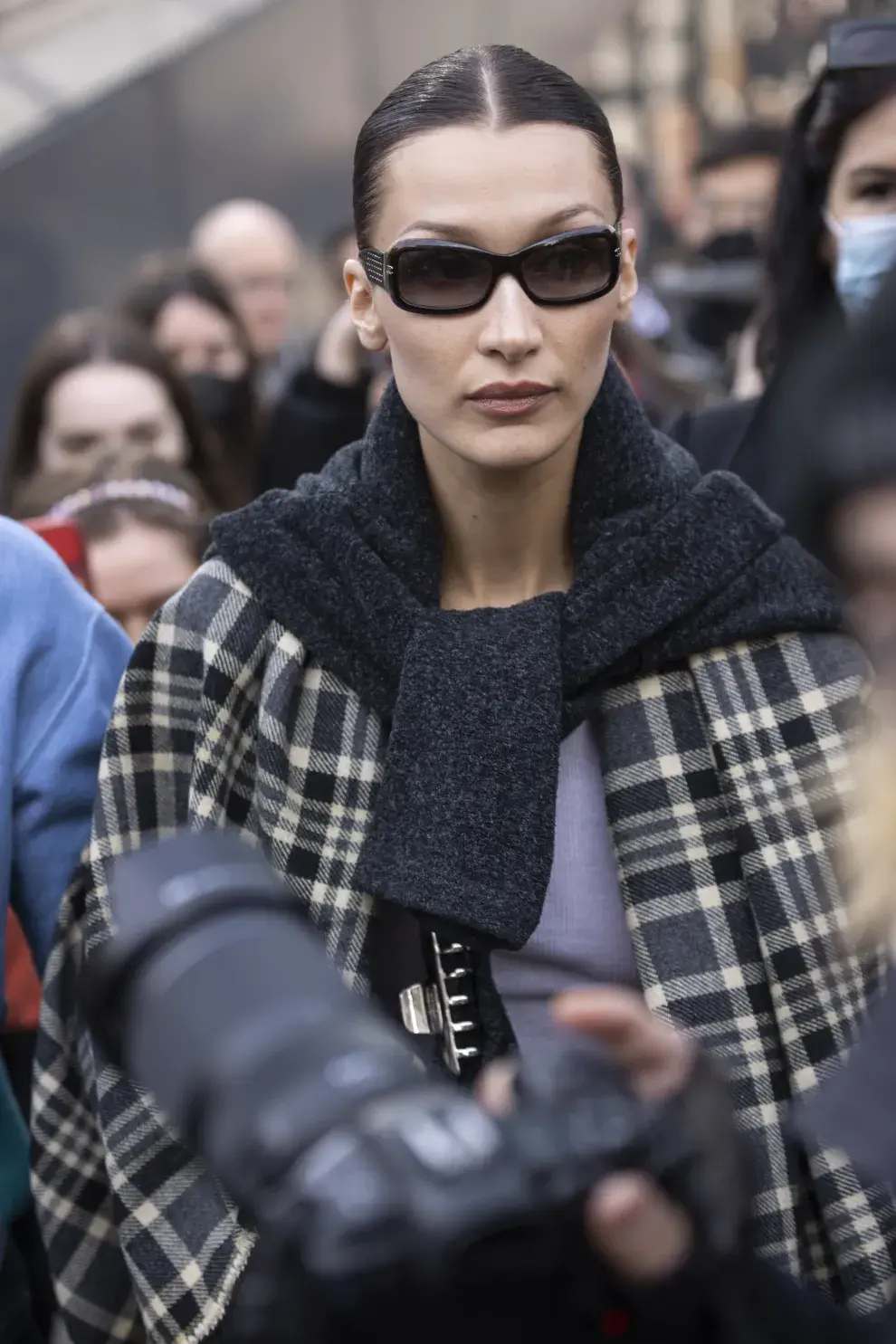 Bella Hadid en la semana de la moda de Milán. 