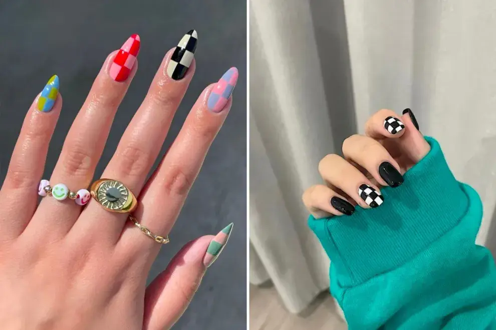 8 diseños de checker board, el nail art que es tendencia este otoño.