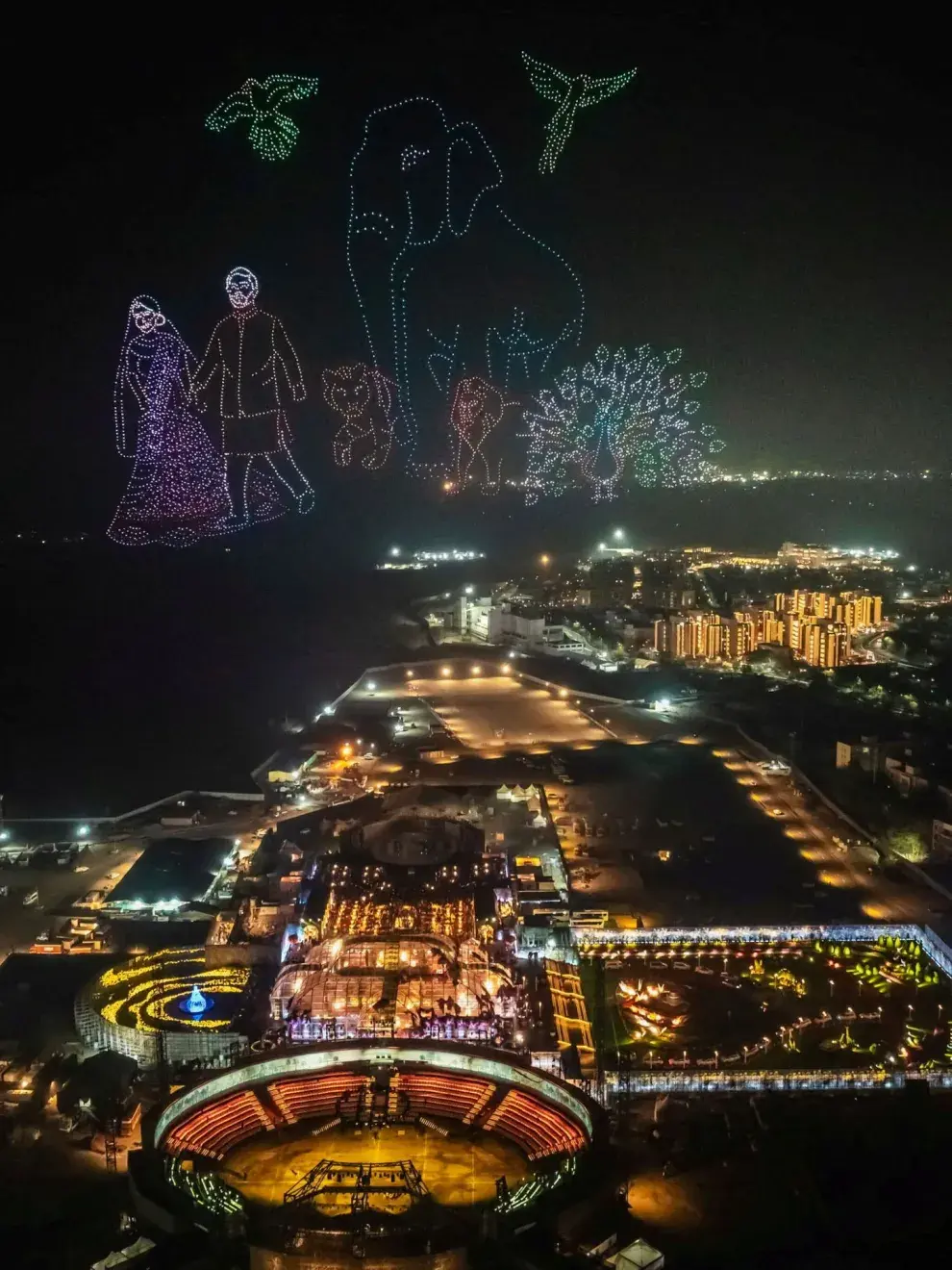 Show de drones en la pre boda de Anant Ambani y Radhika Merchant.