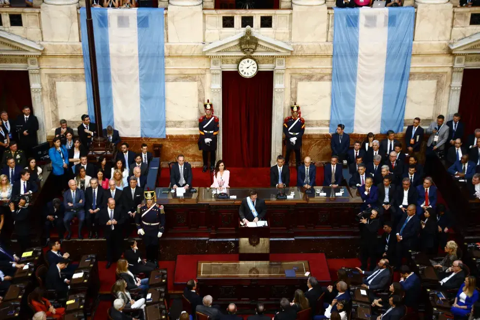 Javier Milei en la apertura de sesiones ordinarias, el 1 de marzo de 2024.