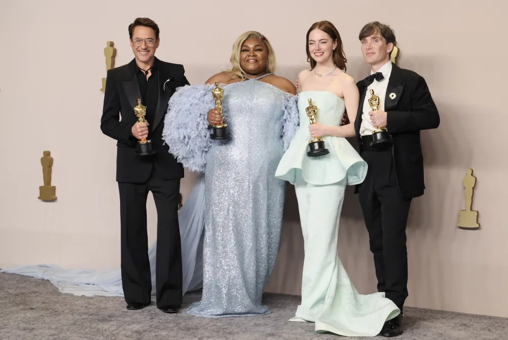  Robert Downey Jr., Da'Vine Joy Randolph, Emma Stone y Cillian Murphy, los cuatro ganadores de los Oscar 2024 en roles interpretativos.