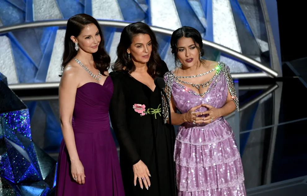  Ashley Judd, Annabella Sciorra y Salma Hayek en los Oscars 2018.