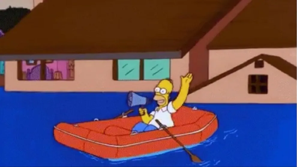 Homero Simpson acaparó los memes en X por las lluvias intensas.