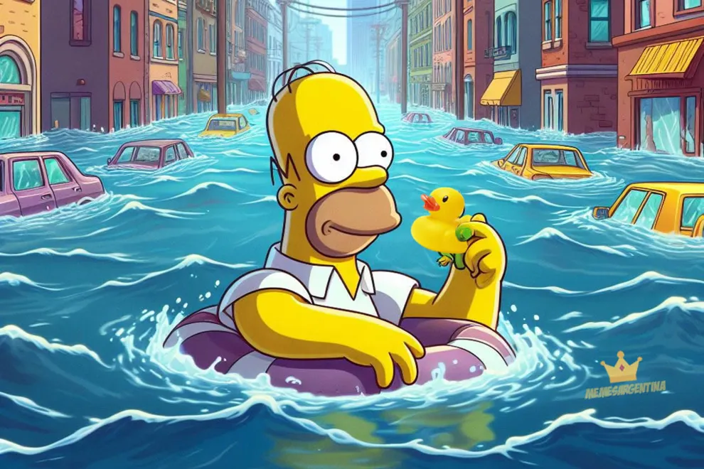 Homero Simpson acaparó los memes en X por las lluvias intensas.