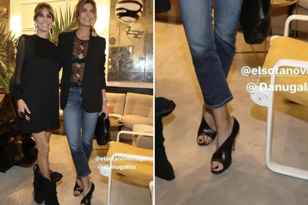 Juliana Awada con su look de denim y transparencias.