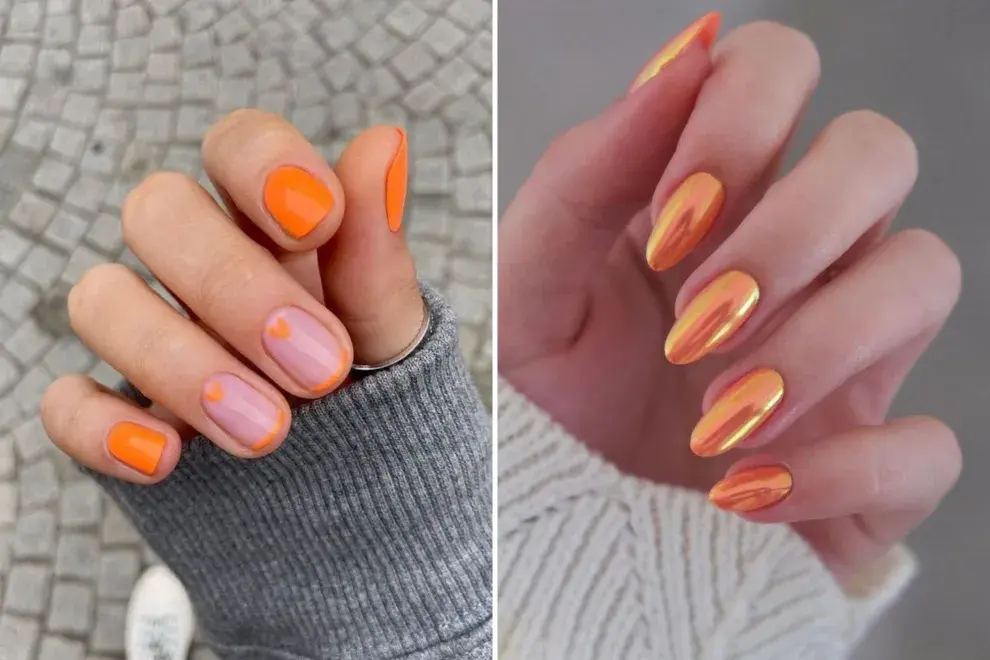 11 diseños de uñas naranja que son tendencia la temporada otoño-invierno.