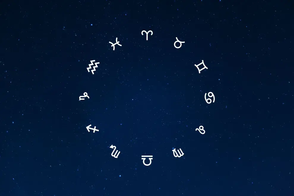 Rueda zodiacal con los 12 signos del zodíaco.