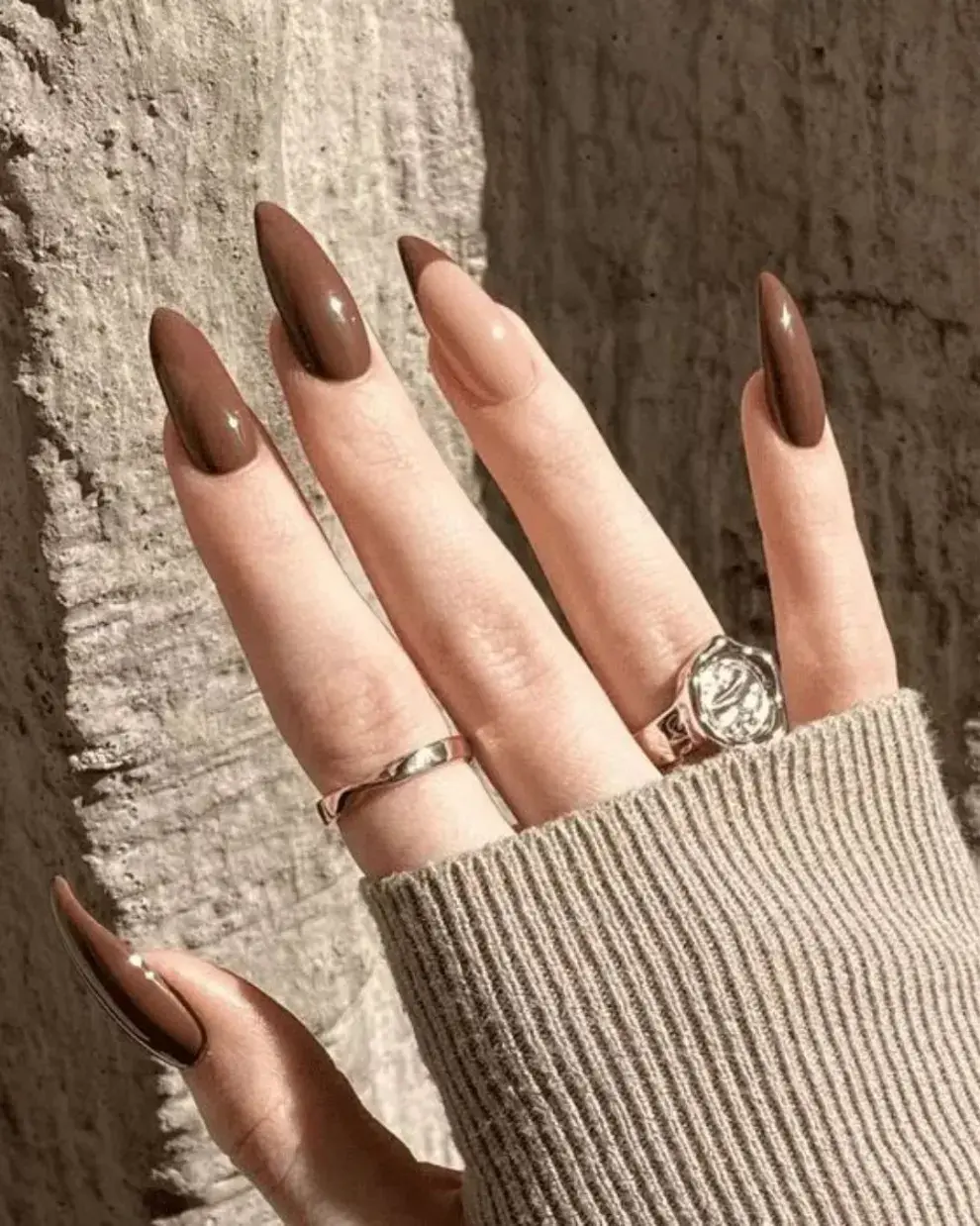 Las uñas marrones son una de las tendencias que vuelve con más fuerza. ¿La vale re truco? Anirmarte al animal print y combinarlo con dorado.