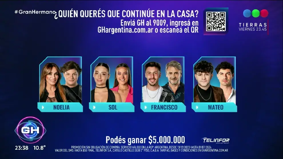Placa final de nominados.