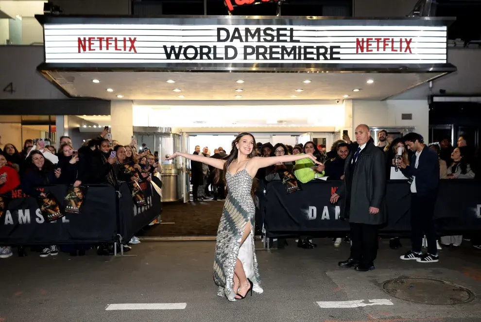 Millie Bobby Brown en la premiere de Damsel.