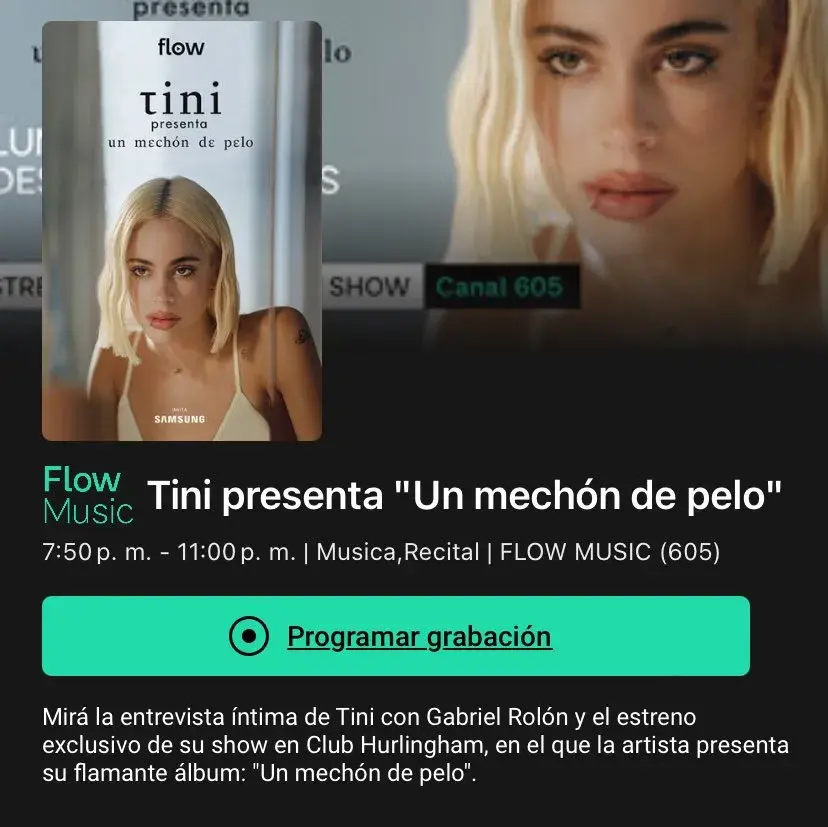 La entrevista entre Tini y Rolón estará disponible en Flow.