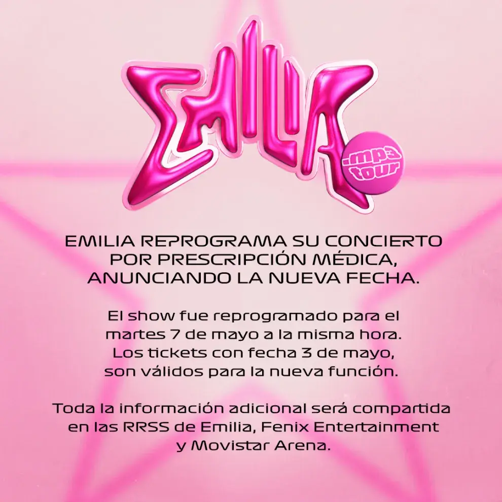 El comunicado oficial tras la suspensión del show de Emilia.