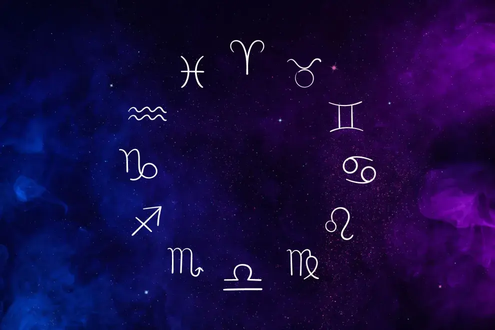 La rueda zodiacal, con los 12 signos astrales.