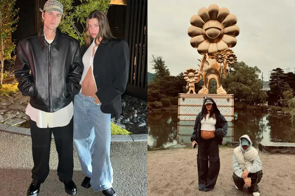 En las fotos se la puede ver a Hailey luciendo su radiante panza y disfrutando junto a su amado unos días de luna de miel en Japón.