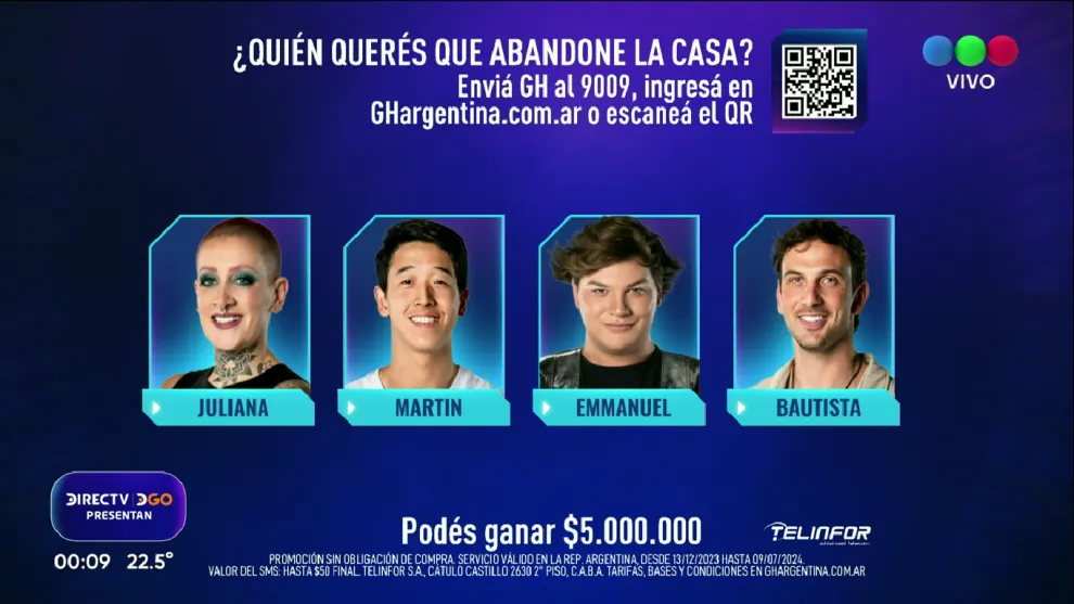 Placa final de nominados de Gran Hermano.