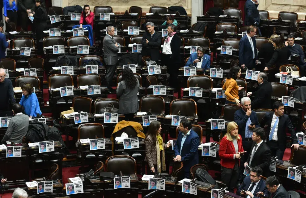 El Congreso repleto de carteles de la búsqueda de Loan.