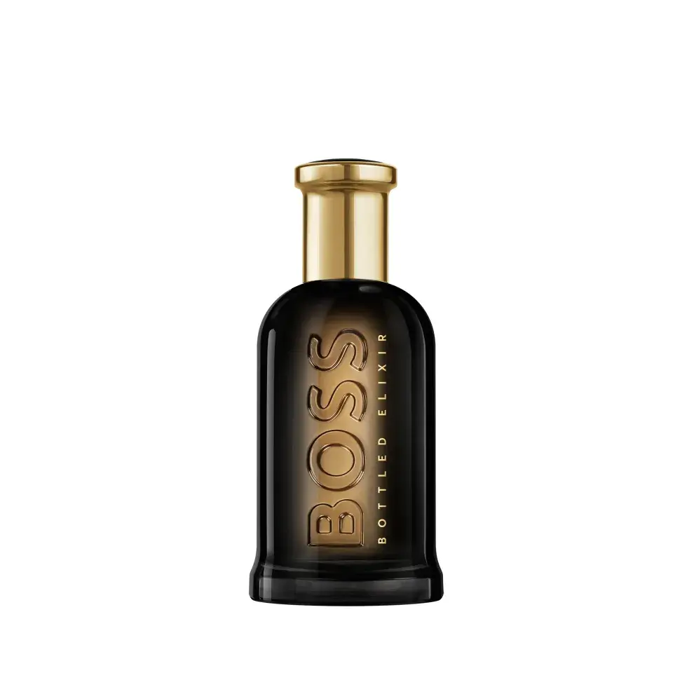 Boss Bottled Elixir. Las notas de salida de incienso y esencias de cardamomo emiten una impresión cálida y vibrante, mientras que un corazón de vetiver y pachulí atrae con una impresión terrosa. 