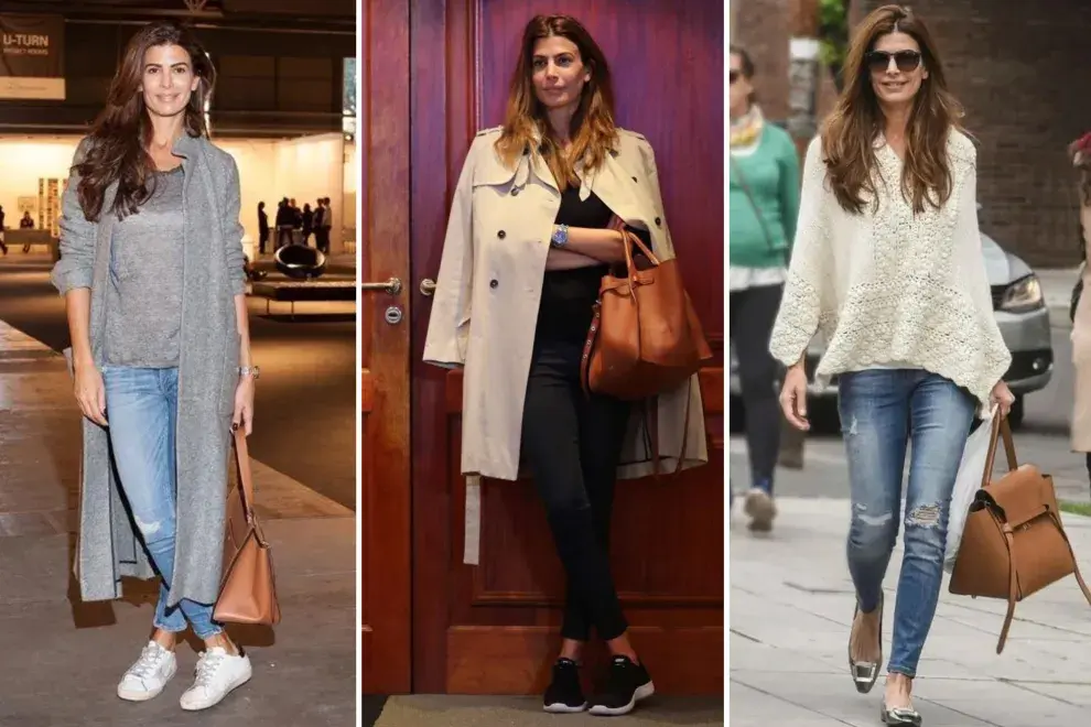 Abrigada y canchera a toda hora: así son los looks de fin de semana de Juliana Awada.