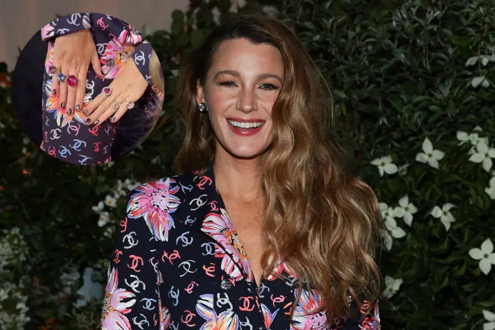 Blake Lively impuso tendencia con su maximalist flower nail art. 