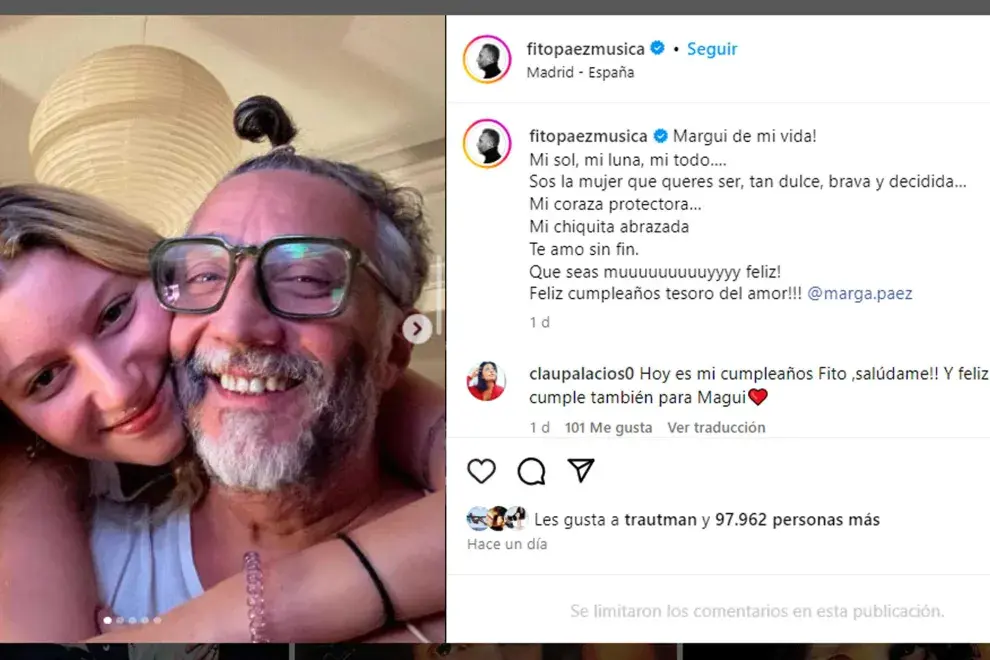 Fito saludó a su hija en las redes y la felicito por su natalicio