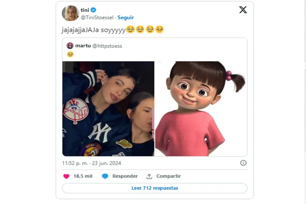 Tini Stoessel volvió a cambiar su color de pelo y en redes la compararon con un tierno personaje de Disney.