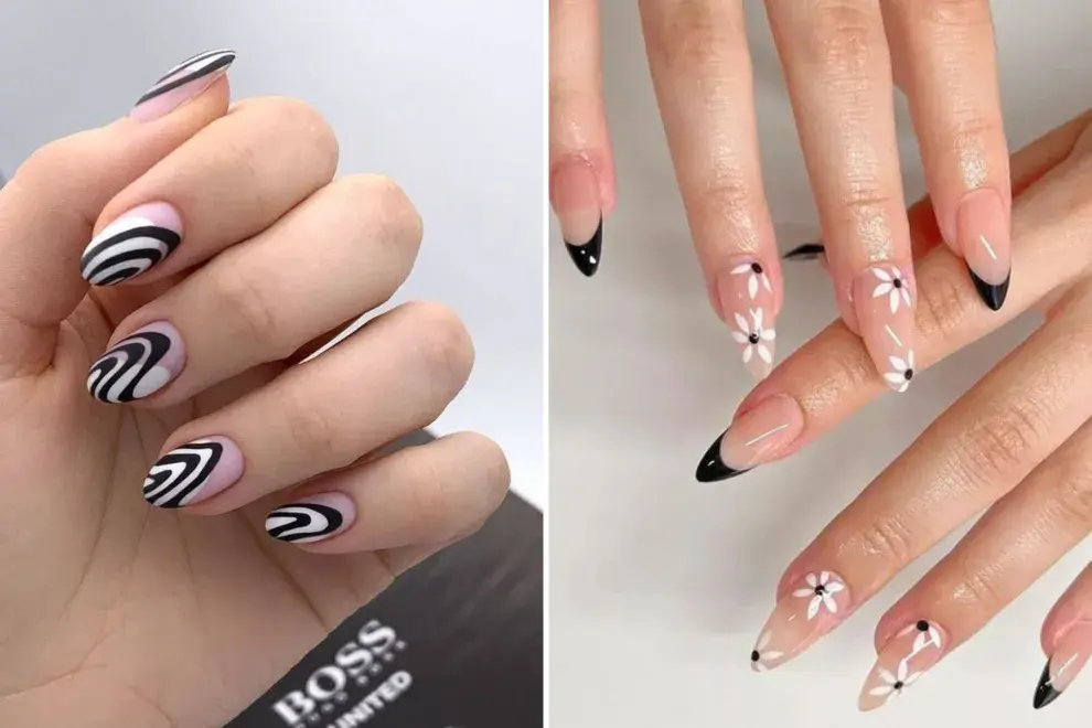 Uñas blanco y negro: 10 diseños de nail art para lucir en uñas largas y cortas