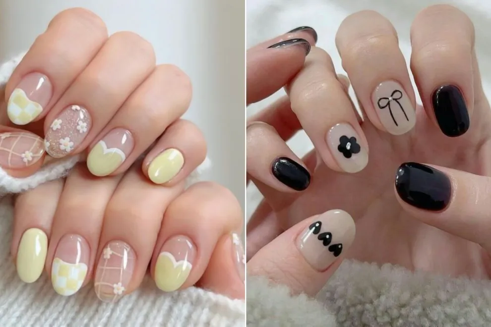 El nail art coreano es sutil y cute, con muchos dibujitos y base transparente.