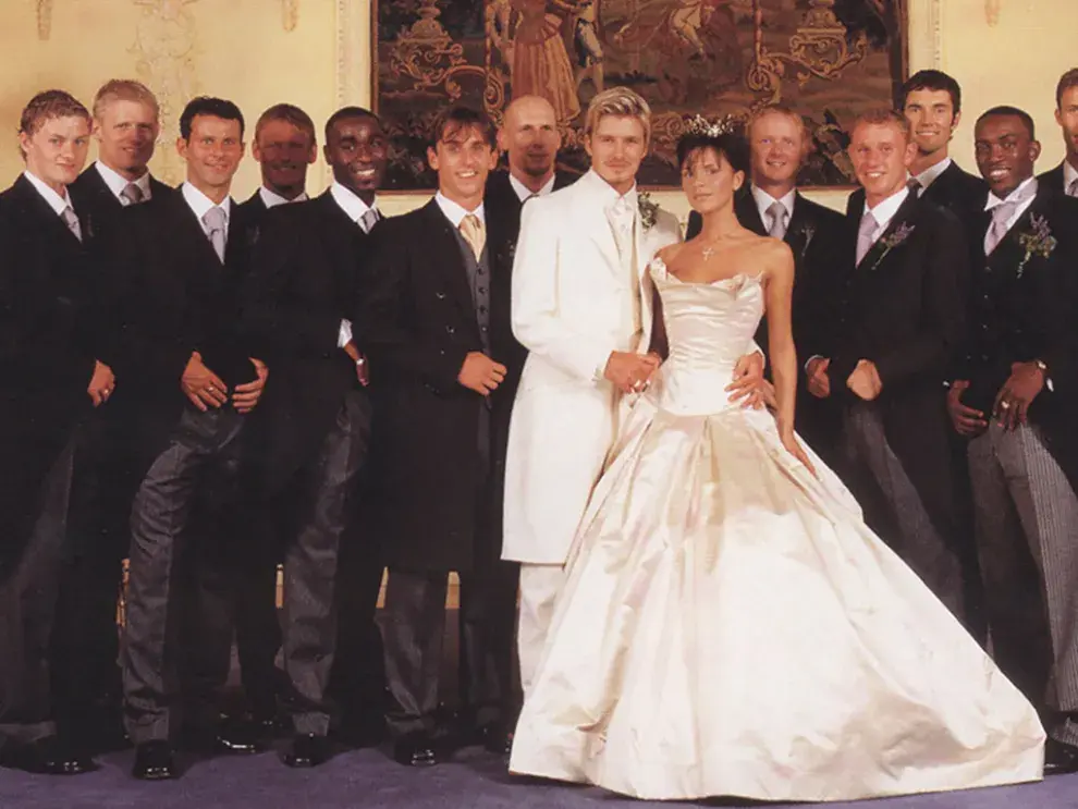 La boda de David y Victoria Beckham, en 1999.