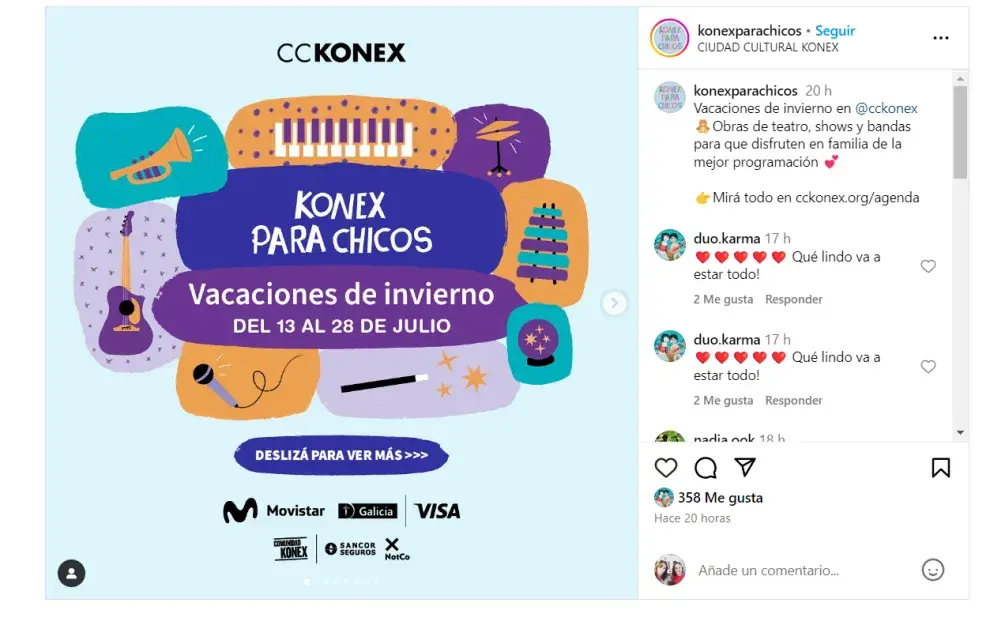 El Centro Cultural Konex es una excelente opción para vacaciones de invierno con infancias.