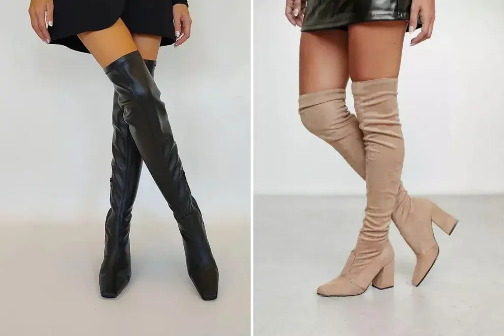 Dos modelos usando botas over the knee.