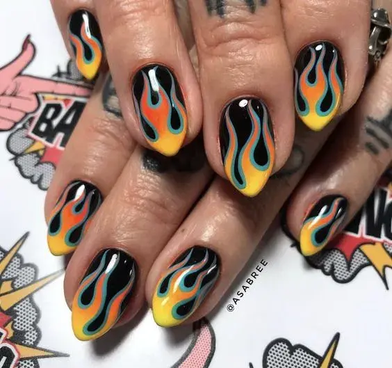 fire nail art