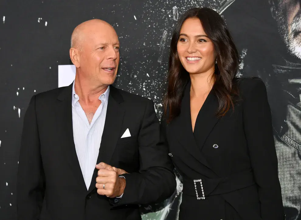 Bruce Willis y Emma Heming en 2019, en la premiere de la película Glass.