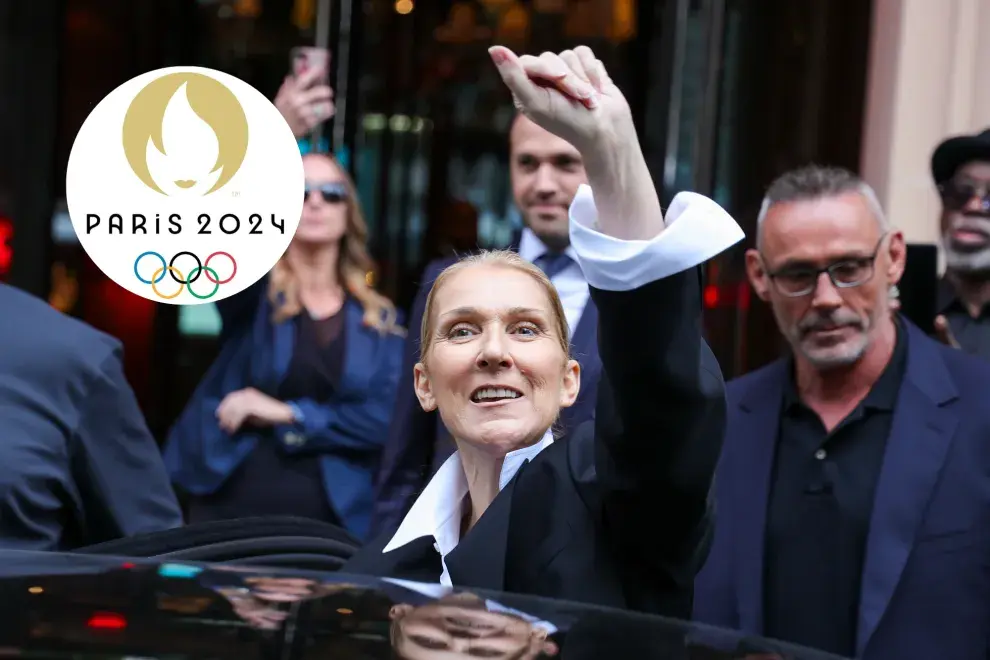 Céline Dion recién llegada a París, saluda.